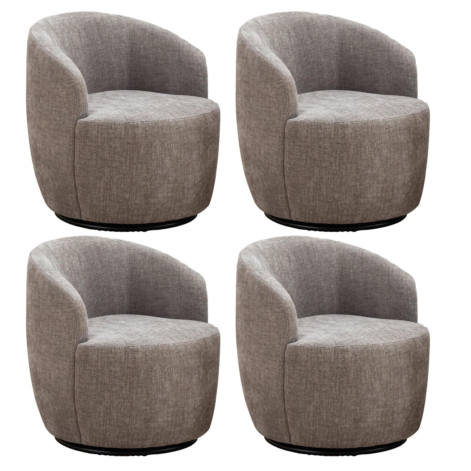 FOXHUNTER Swivel Barrel Chair Set of 4, 360° Small Single Sofa Armchair Comfy Round Sofa Chair, Modern Round Accent Arm Chairs for Living Room Bedroom