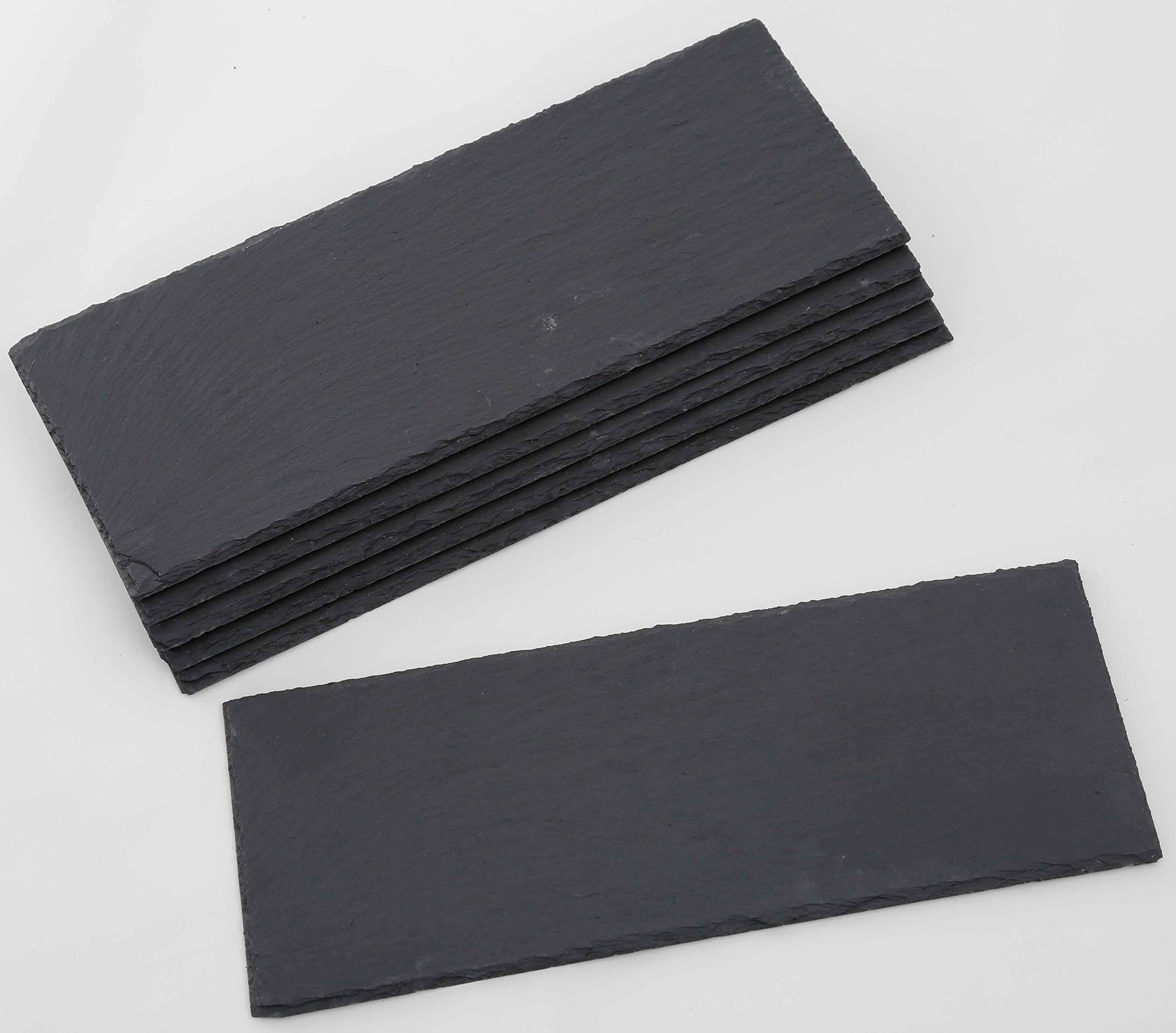 Novaliv 12x Schieferplatten I rechteckig I 30x10x0,4 cm I Sushi Deko Servierplatten lang Schieferplatten Untersetzer Tischplatz
