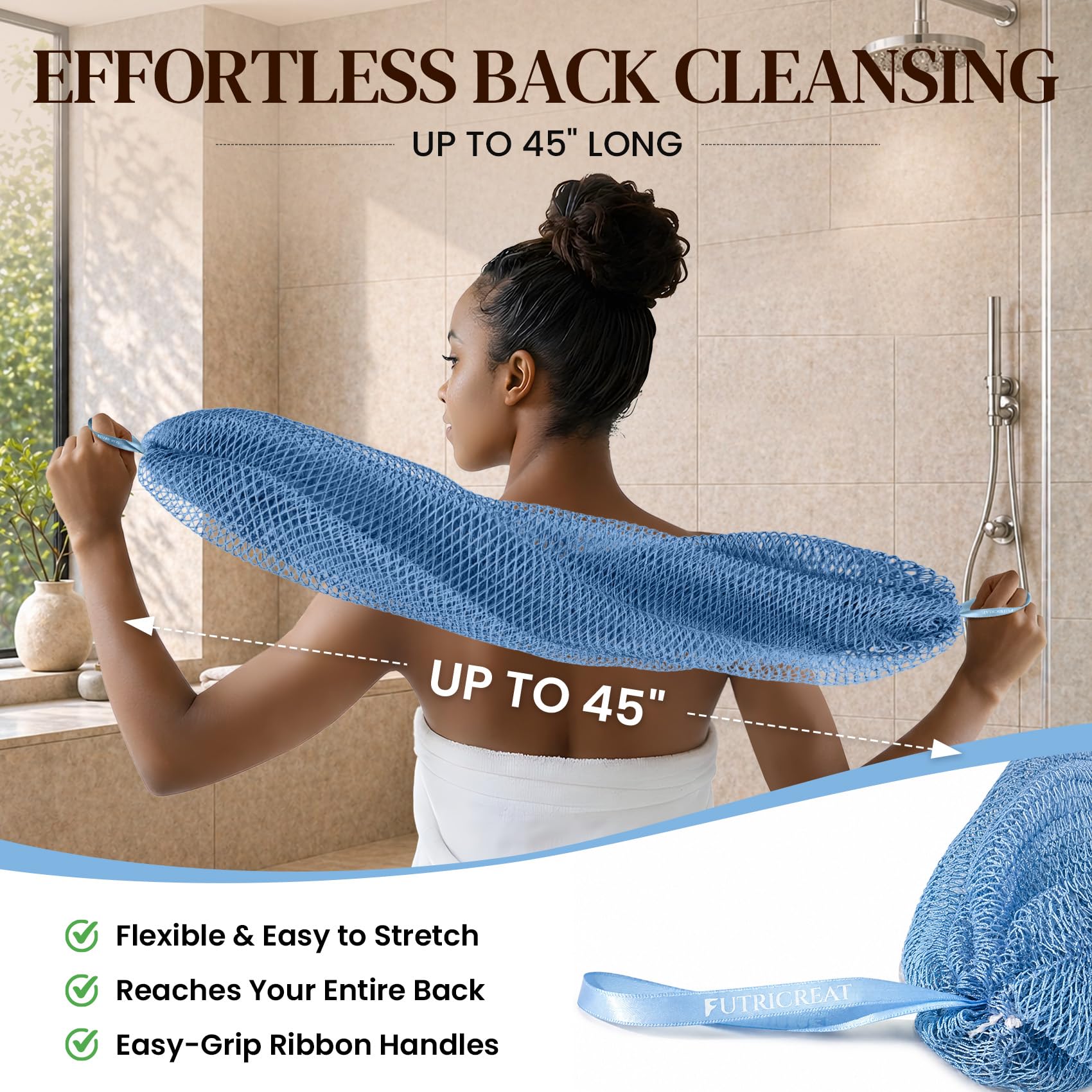 African Net Sponge - Exfoliating Back Scrubber -3