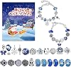 Christmas Advent Calendar Bracelets 2024 for Girls 24 Days Xmas Countdown Calendar DIY Jewelry Making Kit Gift 22 Charm Beads 2 Bracelets for Kids Teens Women