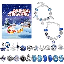 Christmas Advent Calendar Bracelets 2024 for Girls 24 Days Xmas Countdown Calendar DIY Jewelry Making Kit Gift 22 Charm Beads 2 Bracelets for Kids Teens Women
