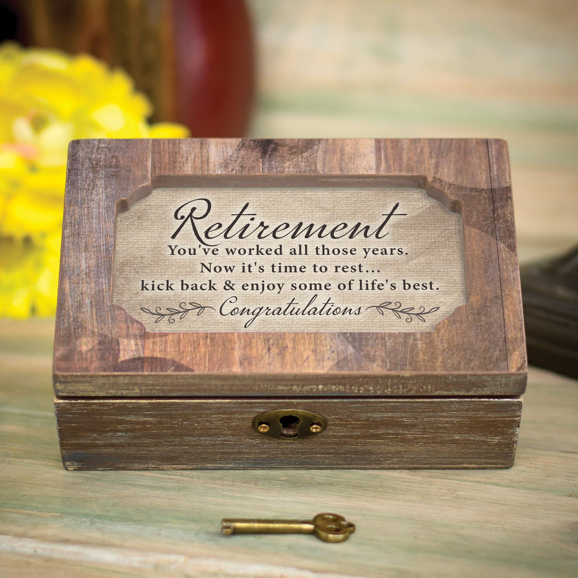 Playwell Musik-Box mit Aufschrift "Retirement Congratulations", Holzmaserung