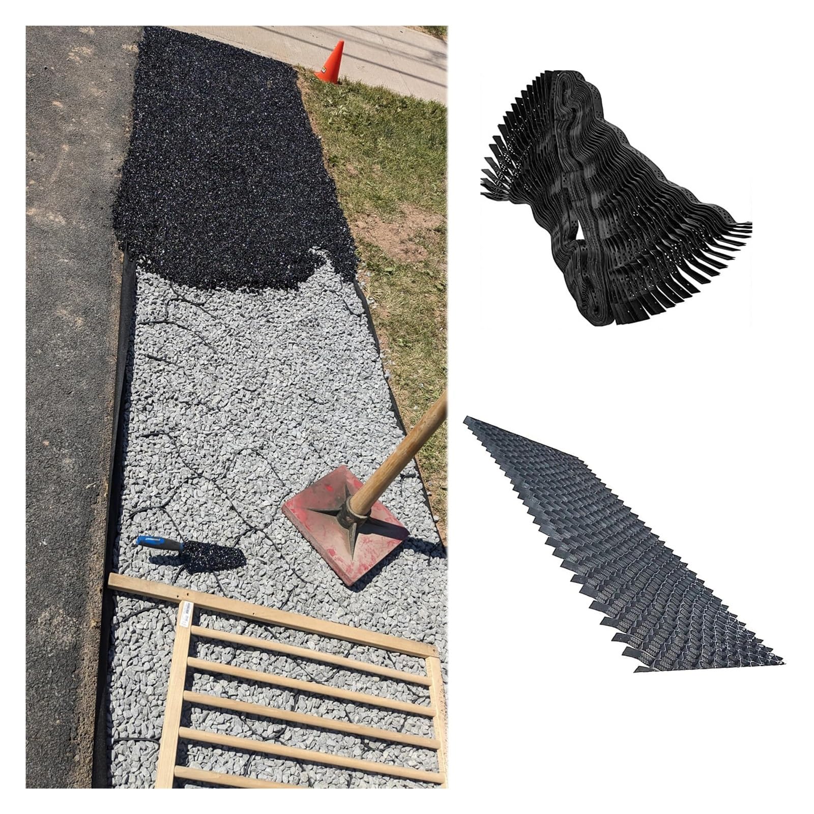 GJZQDKX Expandable Gravel Driveway Grid 10.2cm Thick Permeable with Drainage Holes Erosion Control Solution 6m x 8m – Ground Reinforcement for Driveways and Paths