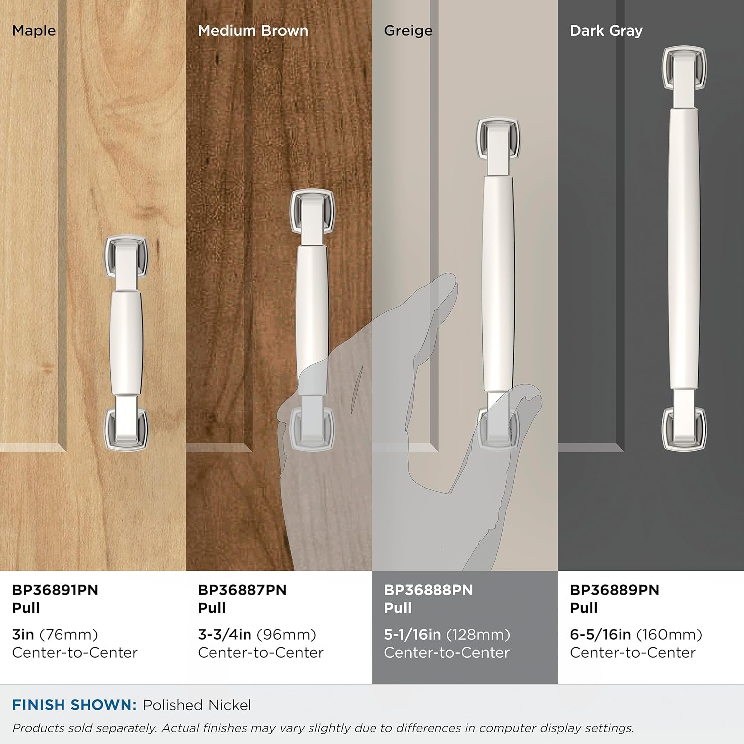 Amerock BP36888PN | Stature 5-1/16 inch (128mm) Center-to-Center Polished Nickel Cabinet Pull | Kitchen Cabinet Hardware | Furniture Hardware | Drawer Handle