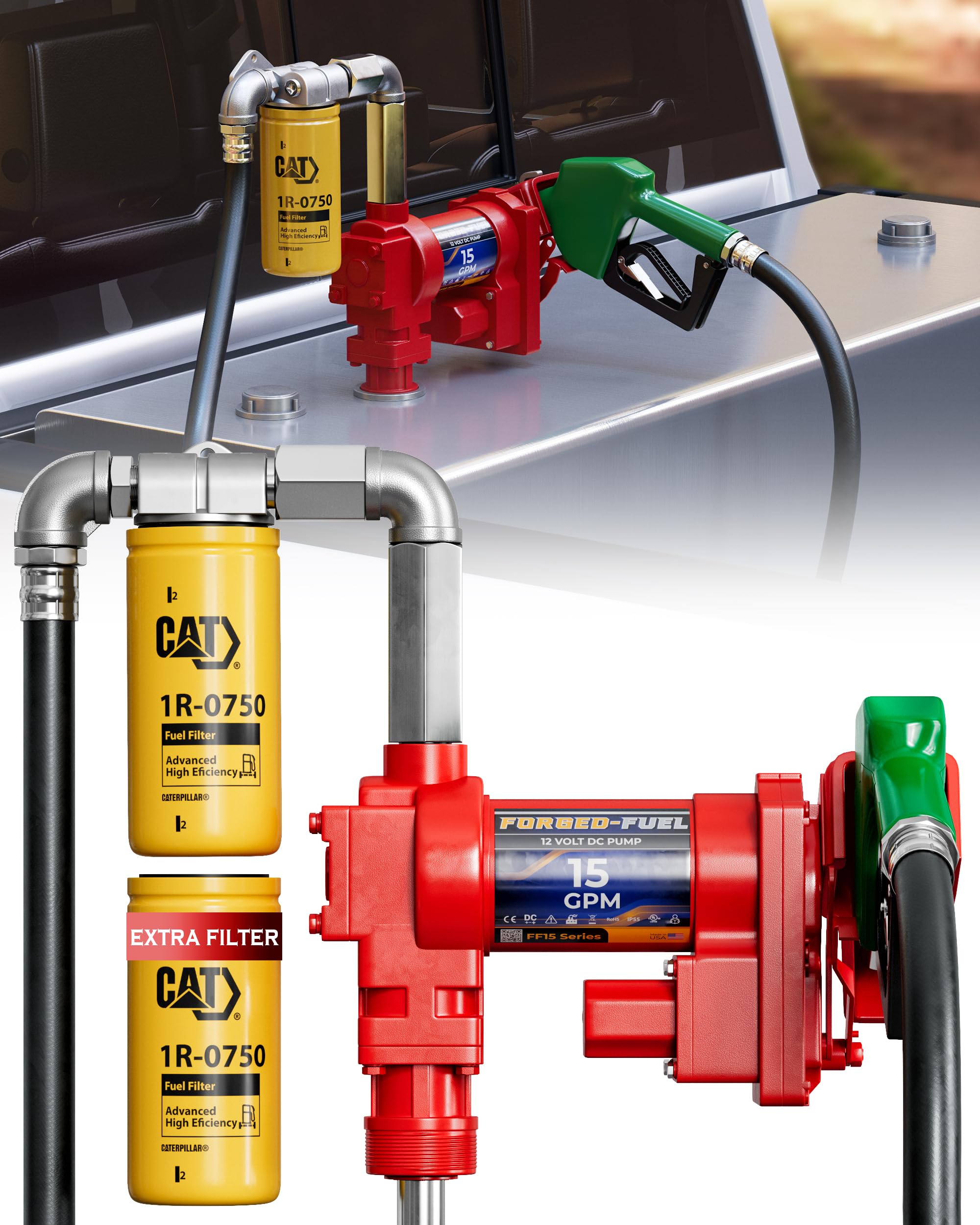 Forged-Fuel Heavy Duty 12V 15 GPM Fuel Transfer Pump