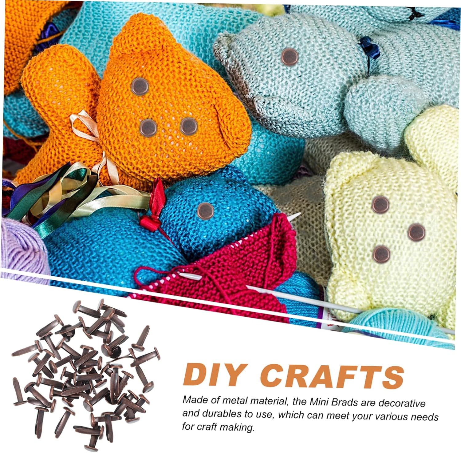 Brown Metal Scrapbooking Brads for Children 50 Pcs DIY Crafts