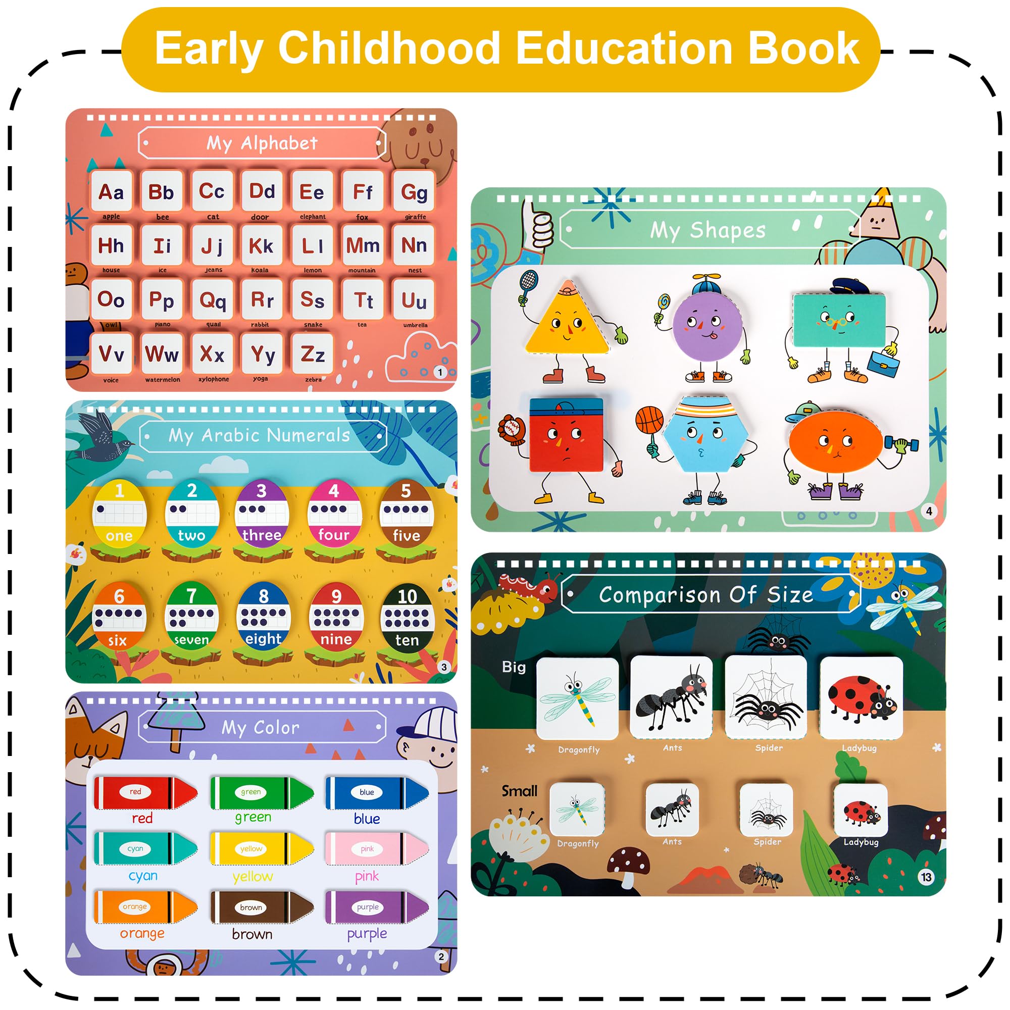 Freebear Busy Book for Toddlers Preschool Learning Activities Resources Autism Sensory Montessori Toys for 2-3 Year Old,Travel Toys, Gifts for Girls and Boys 4 5 6 Years (Animal World)