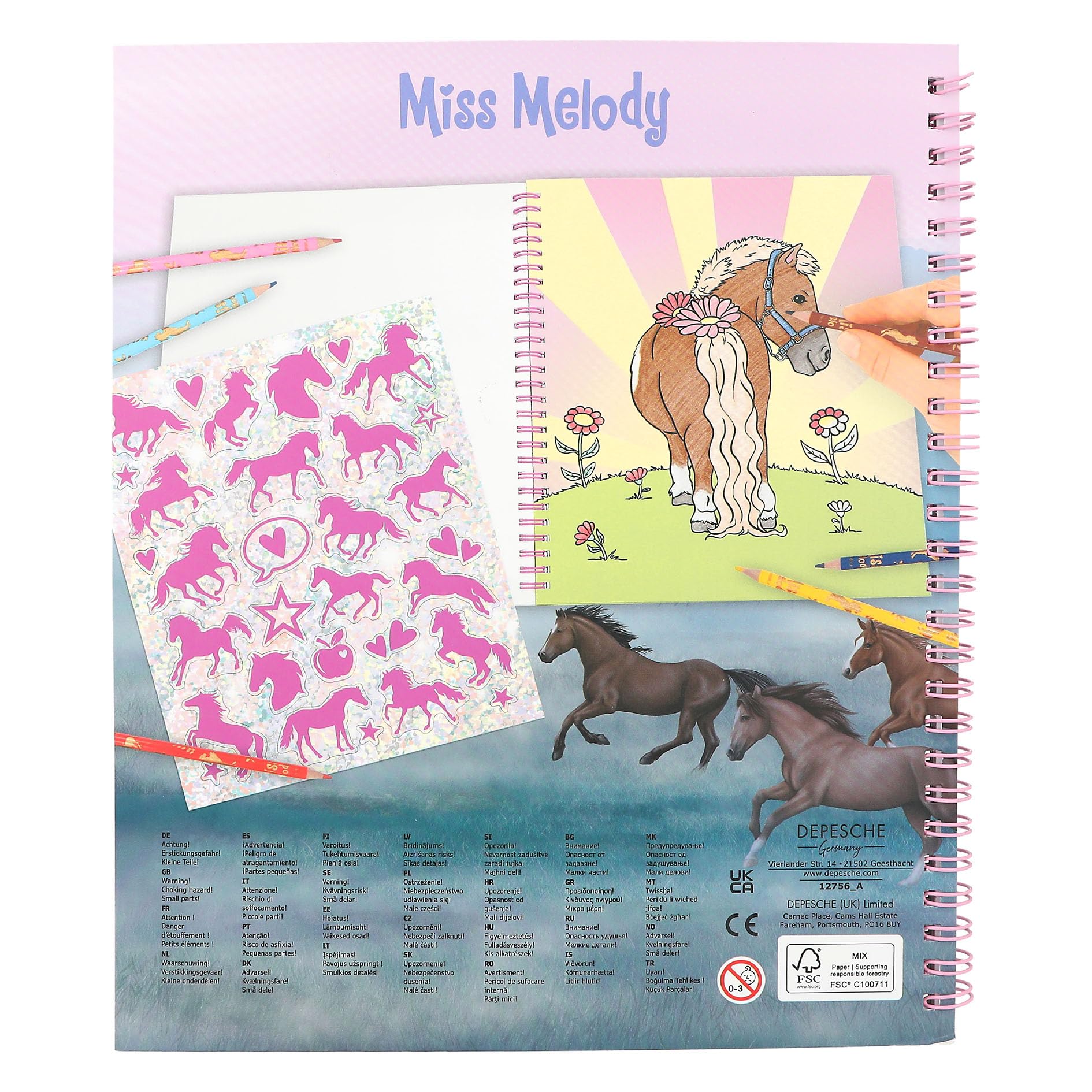 Depesche 12765 Miss Melody – Libro Da Colorare Con Cavalli, 20 Pagine + Adesivi E Paillettes - 5