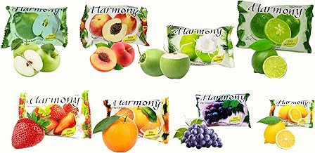 Homica Harmony Fruit Soap with Extra Moisturizer – Pack of 12 Assorted Fruity Bath Soaps – Soft, Smooth & Refreshing Skin Care Bars (Assorted Flavor)