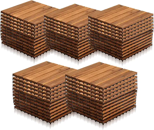 Acacia Wood Tiles 30x30 cm - Tuintegel met patroon voor balkon en terras