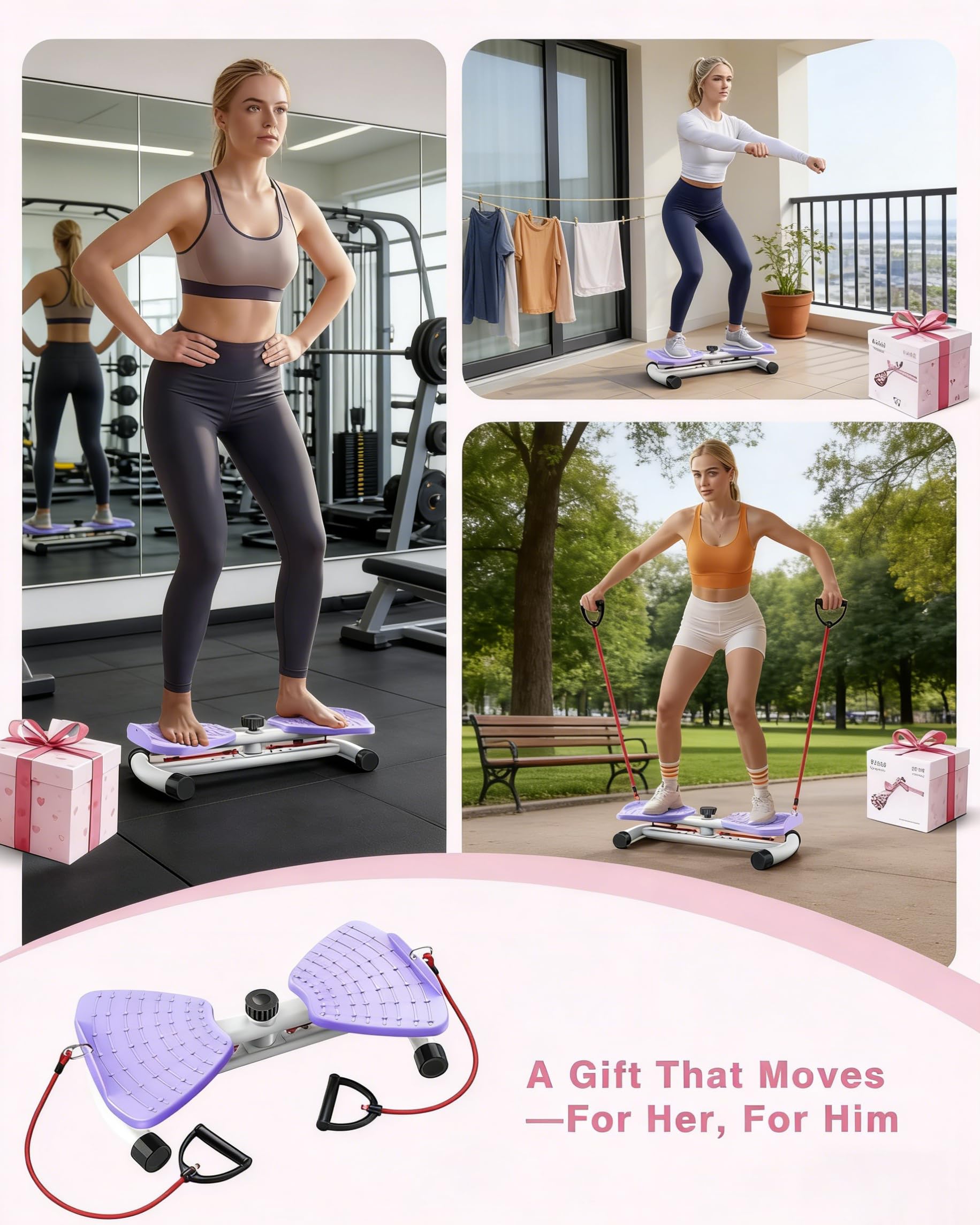 Planche d'exercice Twist Board, Torsion Disque de Taille avec 2 Bande de Résistance, Twist Waist Disc Board, Appareil de Torsion de la Taille pour Entraînement des Abdominaux Perte de Poids