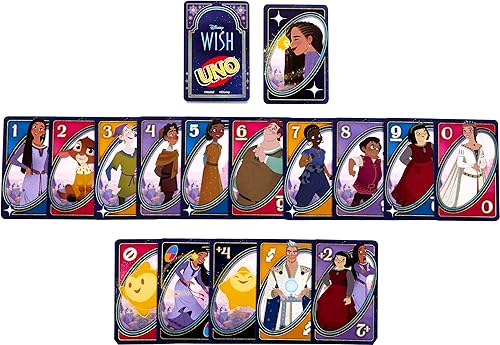 Miniatura 6 de Mattel Games UNO - Juego de cartas de deseos de Disney para niños, noche familiar y adultos con personajes de la película y regla especial, 2 a 10