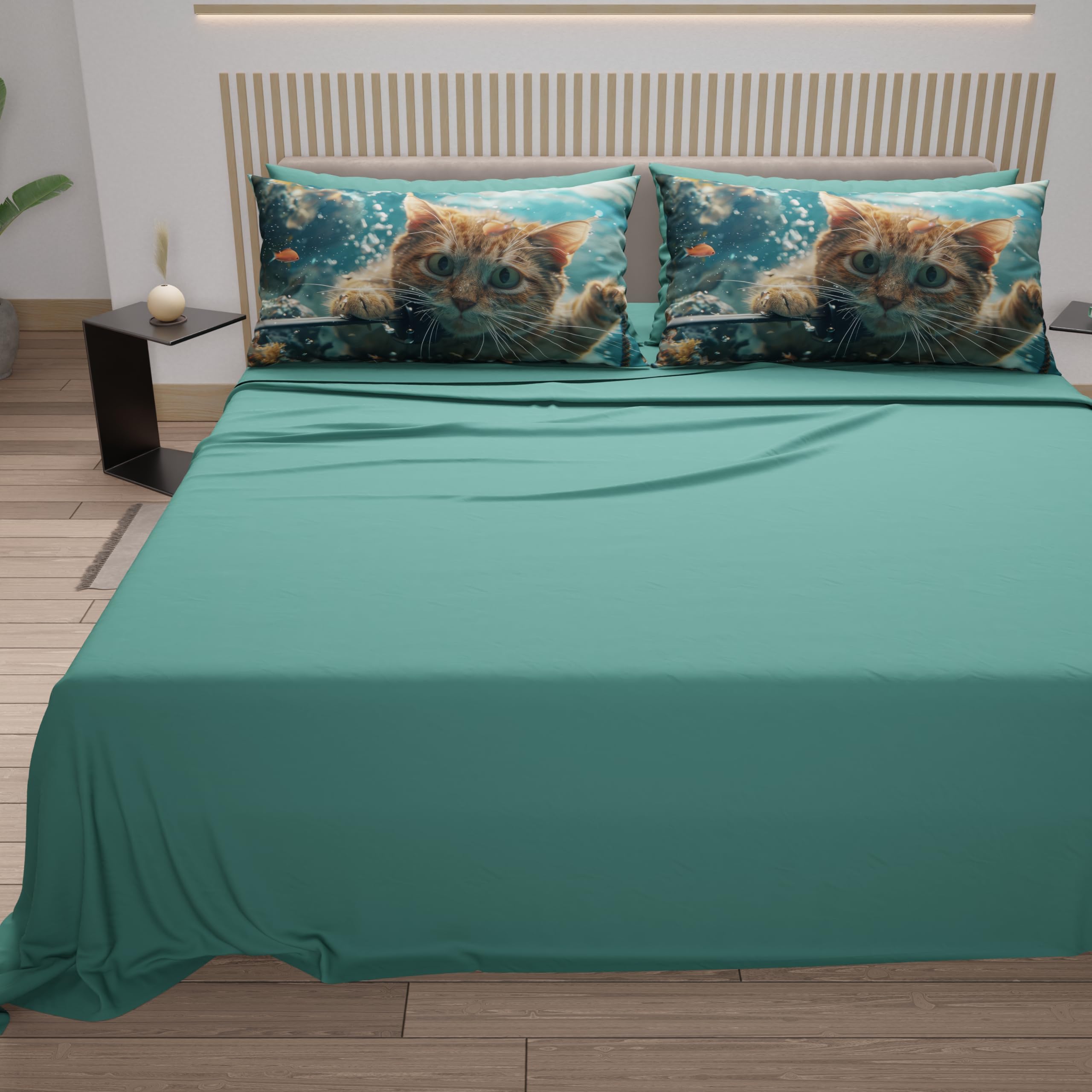 PETTI Artigiani Italiani, Animal Bed Linen with Cats in Cotton with Pillowcases in Digital Print, Single Bed Sheet - Image 4