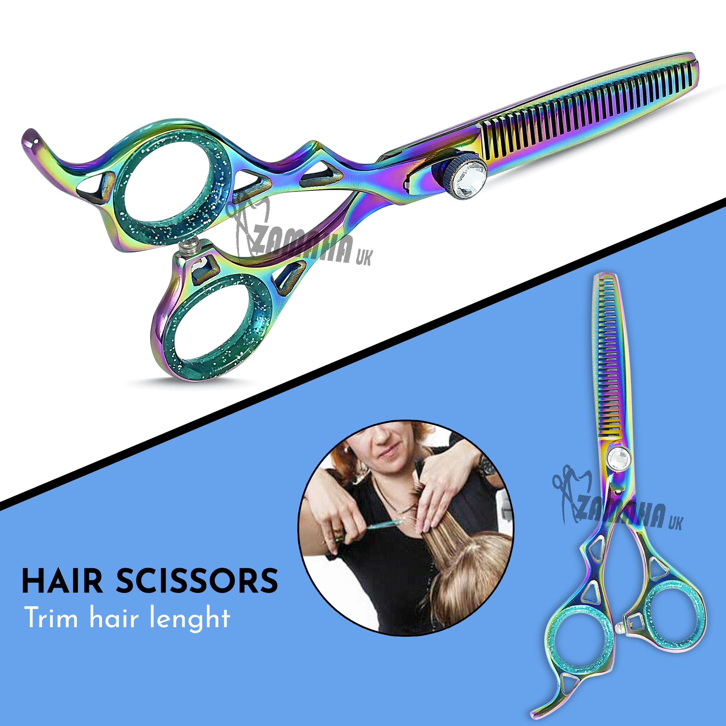 Tijeras profesionales de peluquería para zurdos, tijeras de adelgazamiento, tijeras de peluquería, tijeras de pelo de 6.5 pulgadas, tijeras de adelgazamiento para hombres y mujeres