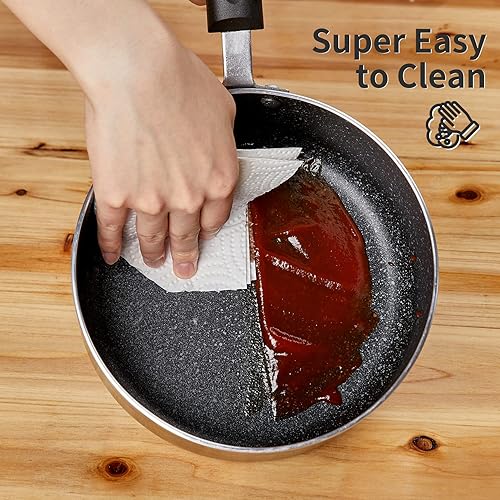 Miniatura 5 de RATWIA Cacerola de 2.5 cuartos con tapa, sartén ultra antiadherente de 2.5 cuartos de galón con tapa de cristal, ideal para la cocina del hogar,