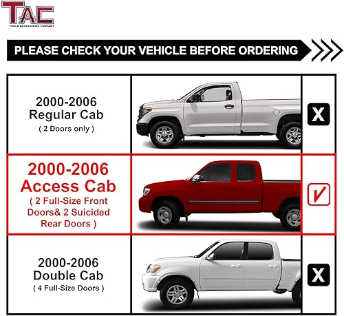 Miniatura 4 de TAC - Estribos laterales para Toyota Tundra Access Cab 2000-2006 de 3 pulgadas, barras laterales negras, barras Nerf, rieles de escalón, estribos,