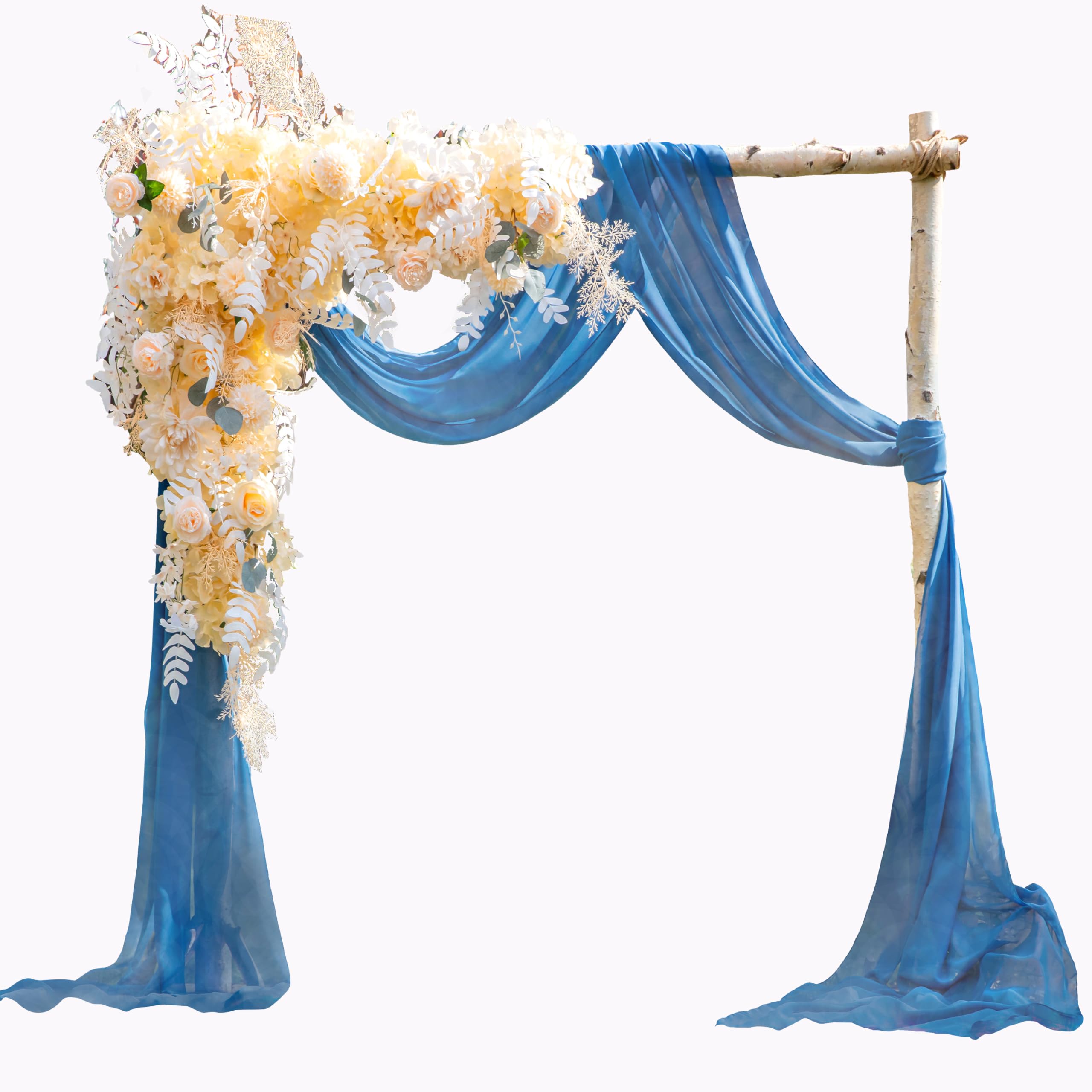 EBETA Tenda per matrimonio, decorazione a mano libera, per arco di nozze e uva a baldacchino, tenda per finestre, Mantovane in tessuto chiffon (Blu denim, 145 x 600 cm)