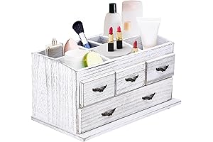 Rustic Wooden Makeup Organizer for Vanity