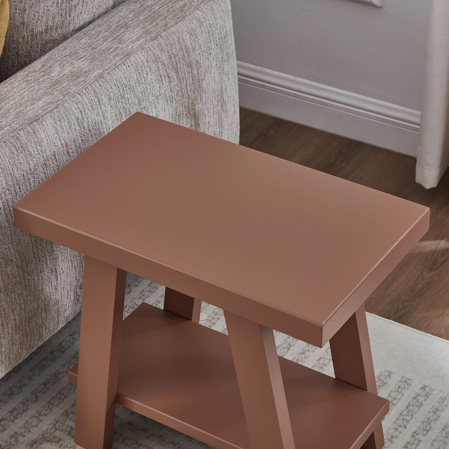 Roundhill Furniture Athens Contemporary Wood Shelf Side Table in Red