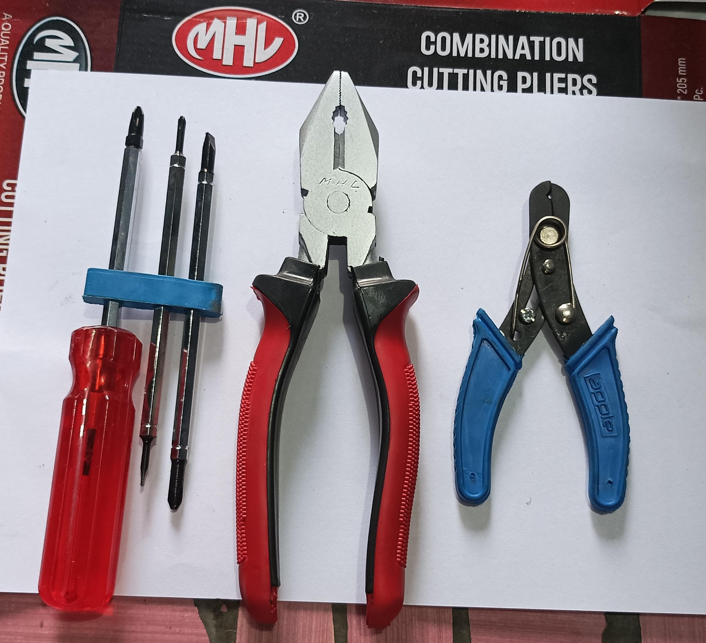 MHL Combination Cutting Pliers with Wire Cutter, Screwdriver Set, 206 mm