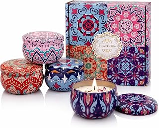 Mepham Duftkerzen, 4er Set Sojawachskerzen Geschenkset für Frauen, Aromatherapie Kerzen im Metalldöschen, Duftkerzen für Zuhause, Geschenk für Mama, Geburtstag, Lehrerin, Hochzeit, Weihnachten