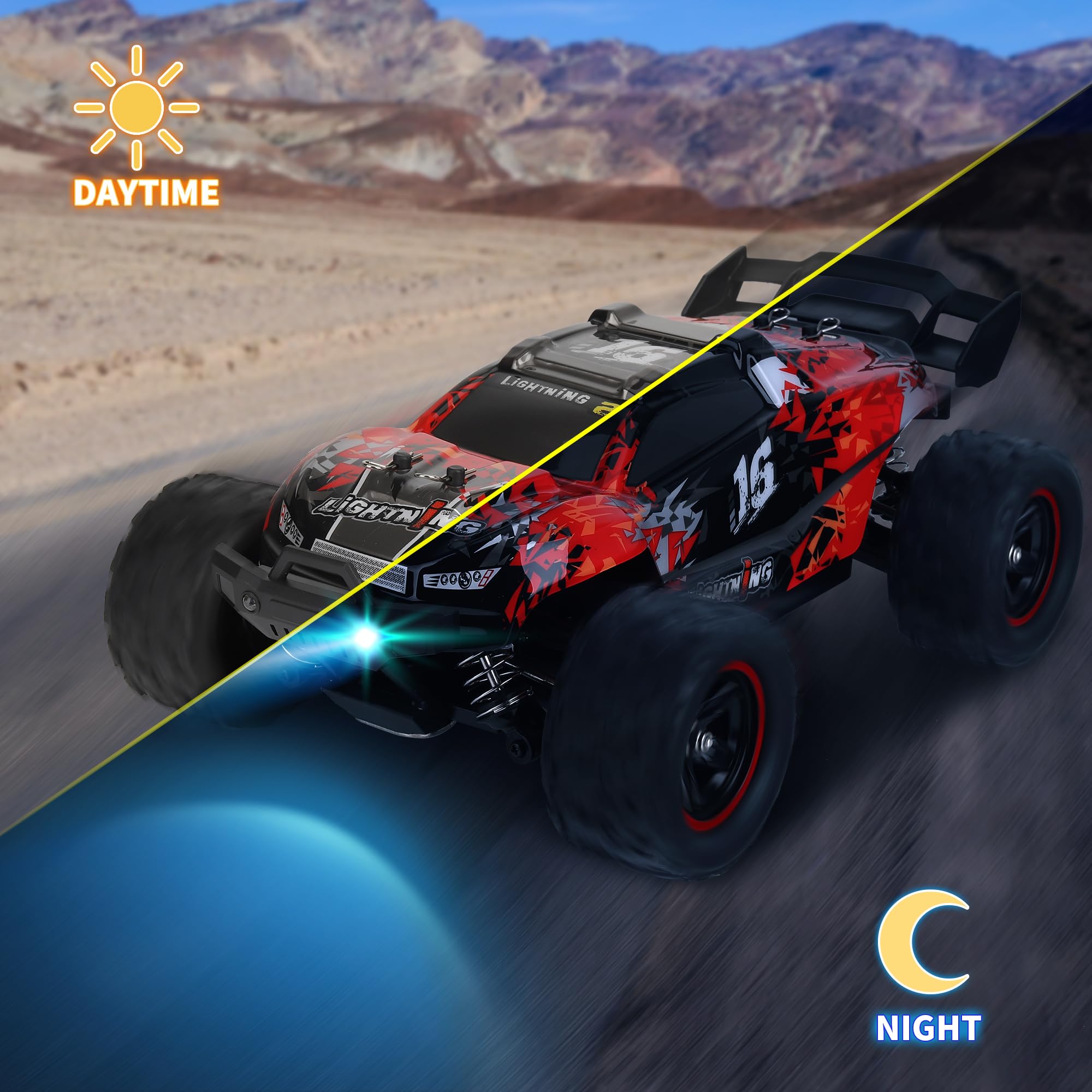 Herenear Ferngesteuertes Auto, 1:18, 60+ km/h Bürstenloser Motor RC Auto, 4WD Offroad RC Car, 2.4 GHz Fernsteuerung Rennenauto, 50+ Minute Spielzeit für Erwachsene und Kinder(RED)