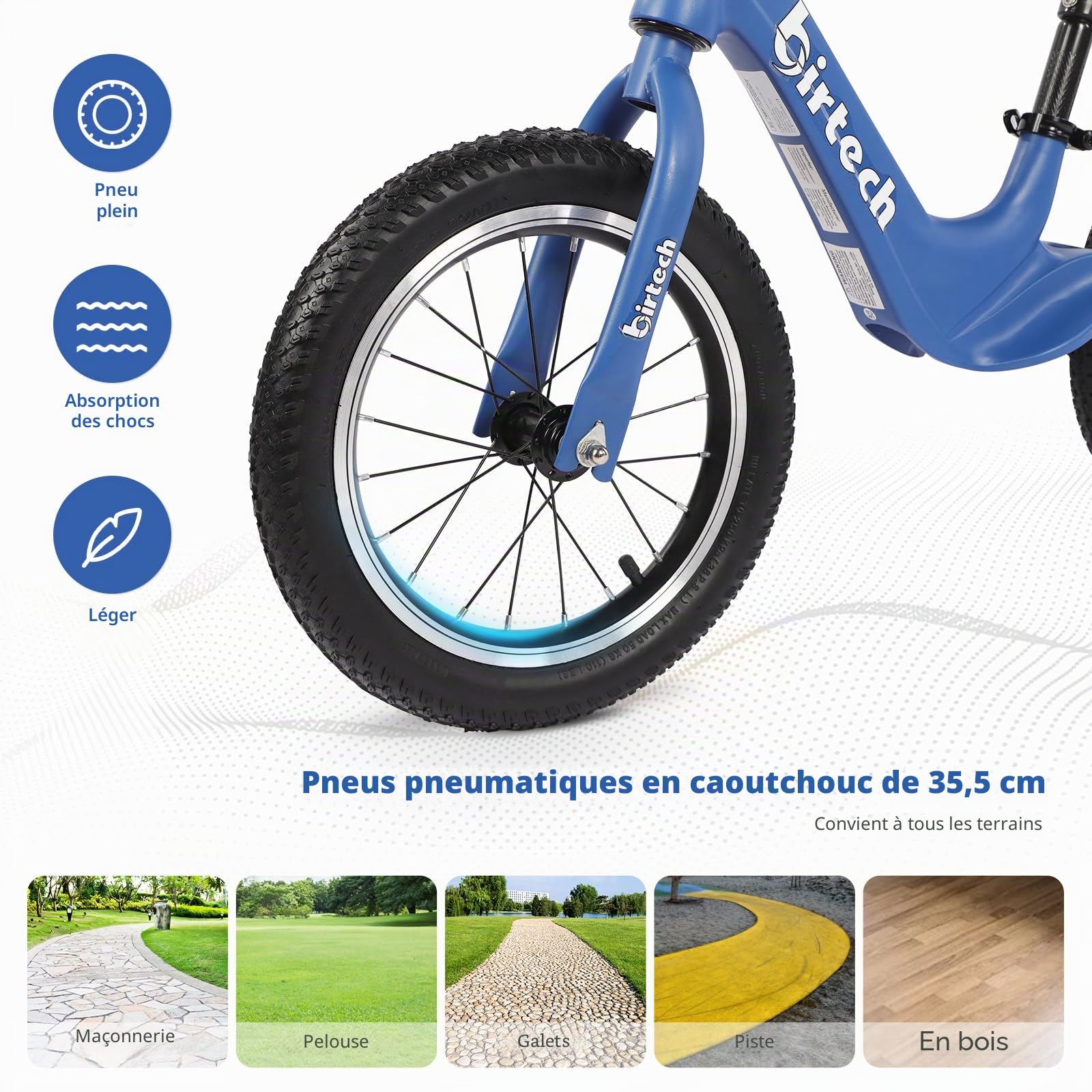 Hello-5ive Vélo d'exercice 14" pour garçons et Filles de 3, 4, 5, 6 Ans, pneus avec Cadre en Alliage de magnésium, vélo d'entraînement léger et sans pédales pour Les Tout-Petits