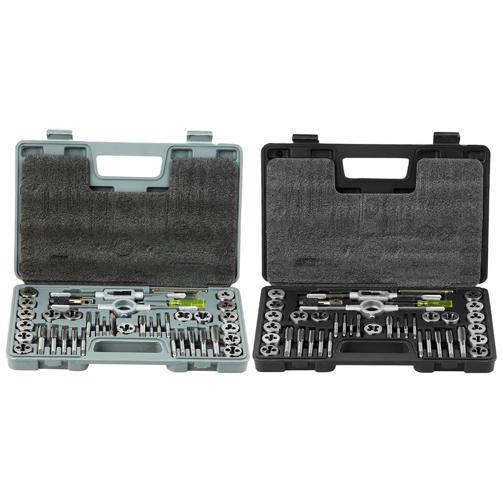 VEVOR Set di Filiere Maschi Utensili per Filettatura SAE 80 Pezzi in Totale, Set per Rubinetti Matrici in Lega di Zinco Utensili per Filettature in Valigetta Portatile, Set di Rubinetti Chiavi 80 Pz