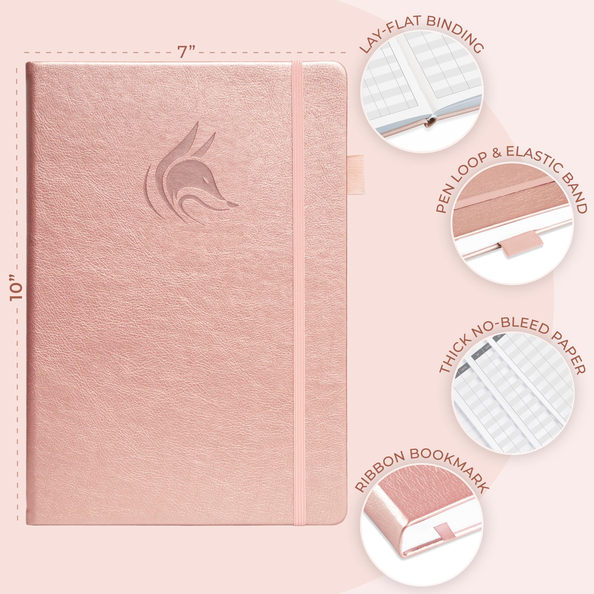 Clever Fox Accounting Ledger Book – Accounting Book for Small Businesses & Personal Use – Columnar Account Book Ledger for Tracking Money, Expenses, Deposits & Balance – Large, 7x10″ (Rose Gold)