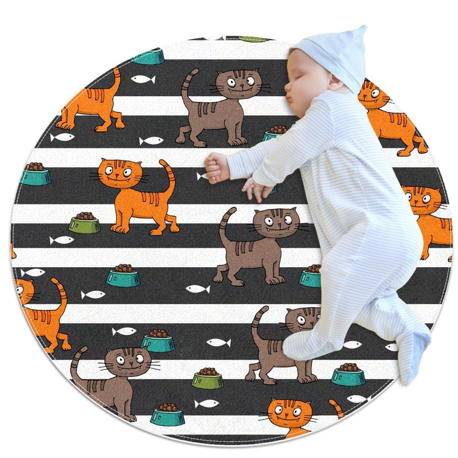 Tapis rond pour enfants filles garçons tapis chat mignon JDEZ