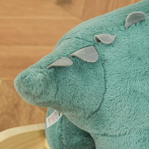 Miniatura 8 de Qaba Kids Caballo de montar de peluche con forma de Triceratops, juguete mecedora con sonidos realistas para niños de 36 a 72 meses, verde oscuro