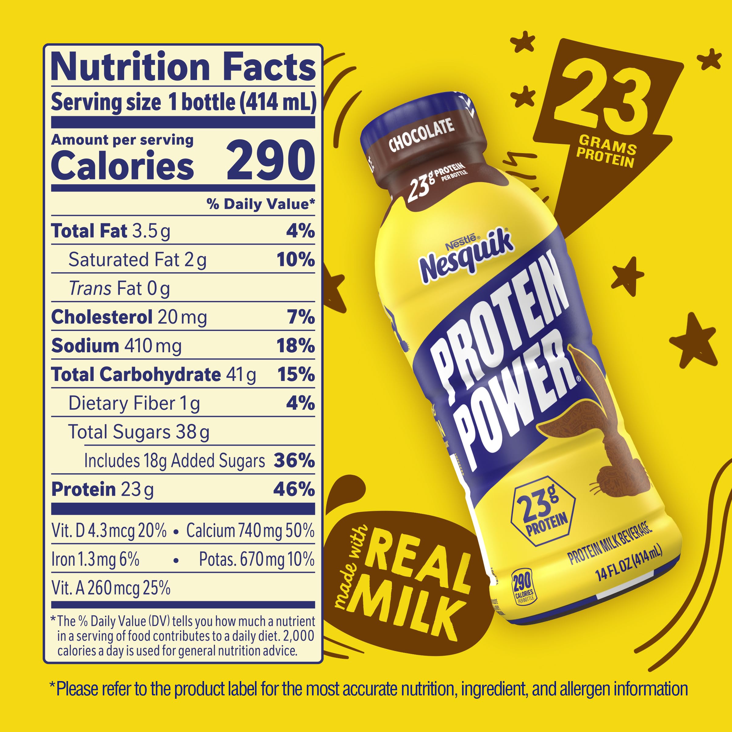 NESTLE NESQUIK PROTEIN POWER Ready To Drink Aseptic Chocolate Milk 12x14floz Bottles