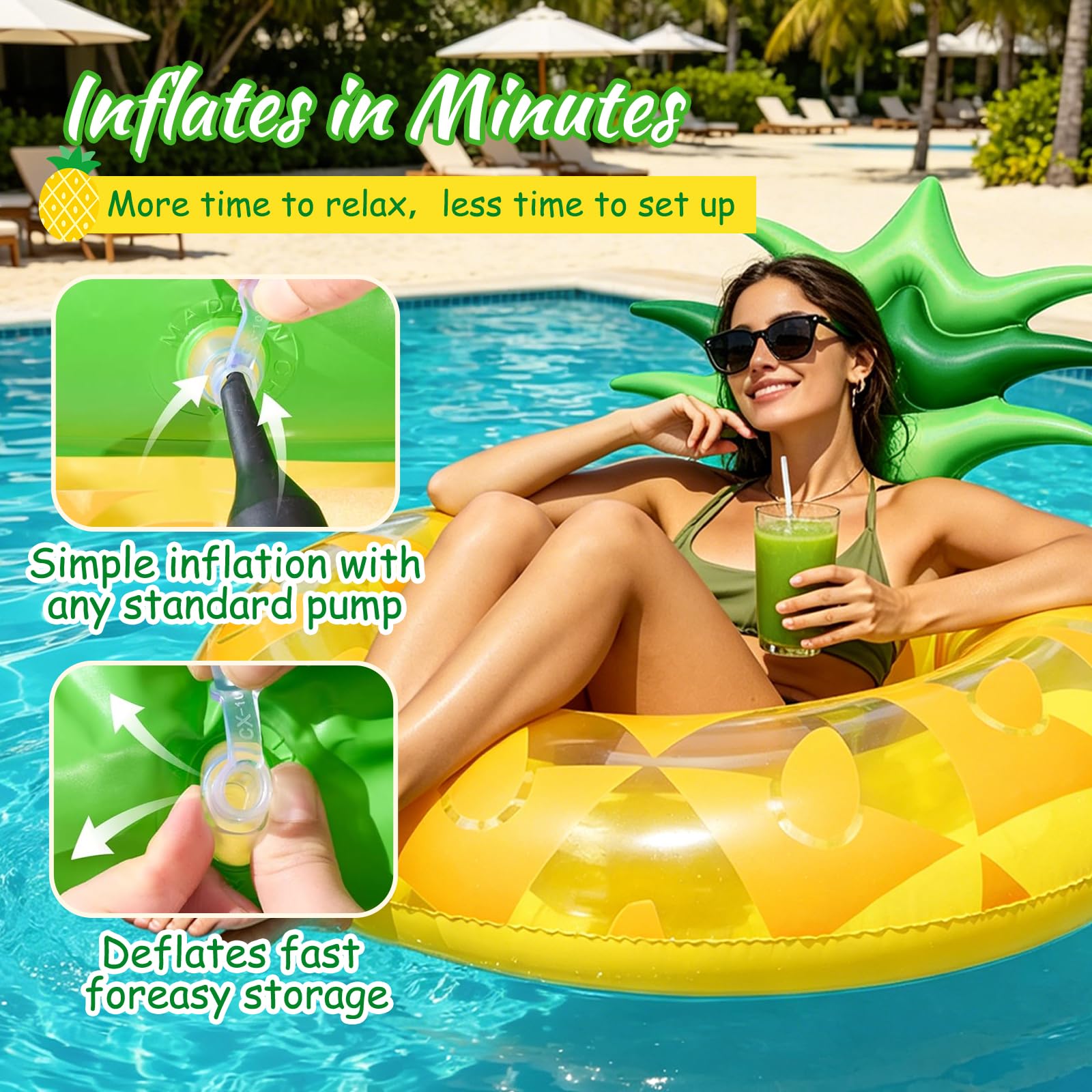 Grand Bouée Ananas Gonflable pour Piscine,Fauteuil Piscine de Natation