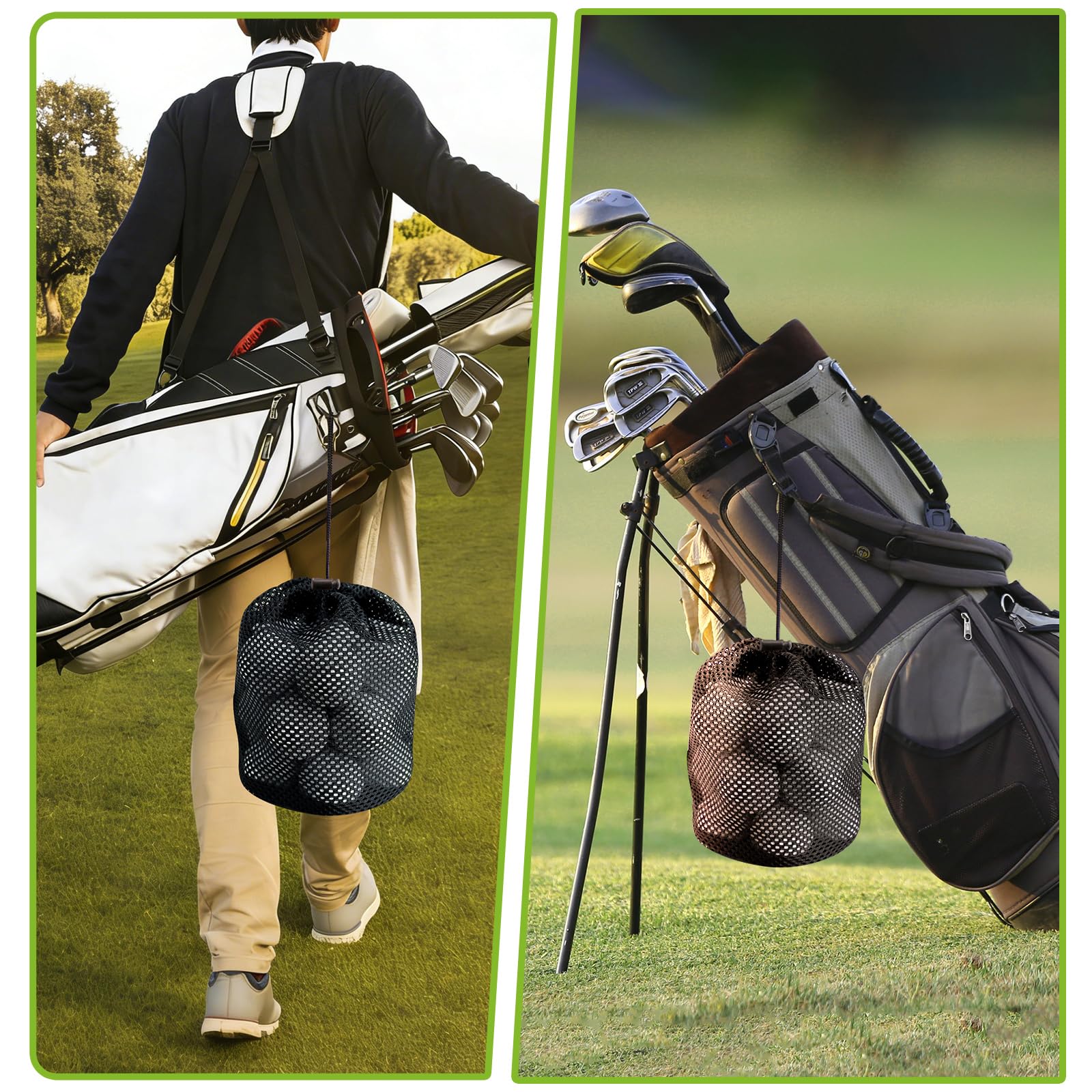 Sac de rangement pour balles de golf - Lot de 6 sacs en maille avec cordon de serrage - Sac de rangement pour équipement de sport, collecte de demi-balles de tennis
