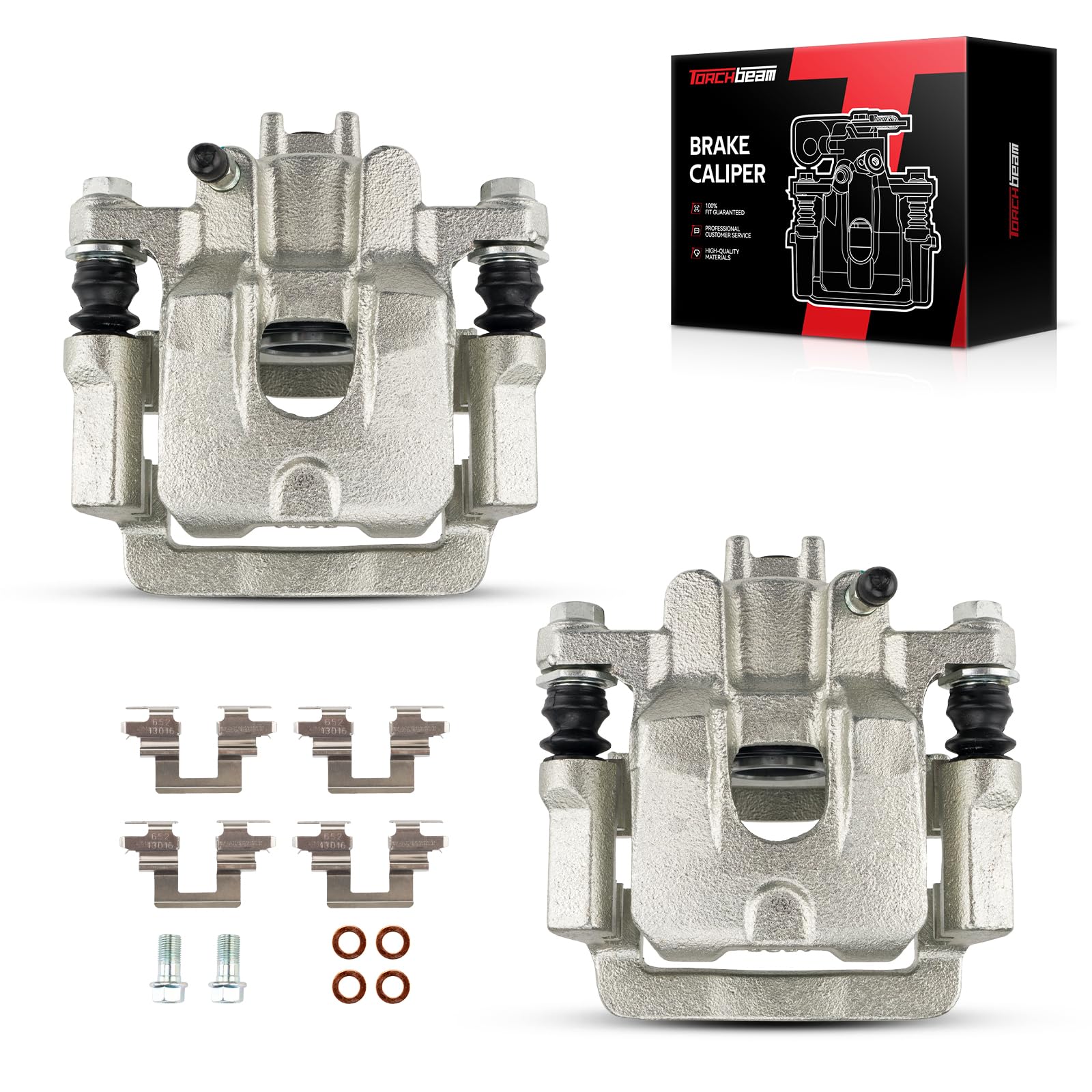 Torchbeam 2PCS Rear Driver and Passenger Side Brake Caliper for Honda 2003-2008 Pilot, Acura 2001-2006 MDX, Disc Brake Caliper Assembly with Bracket Replace #19B2675+19B2674