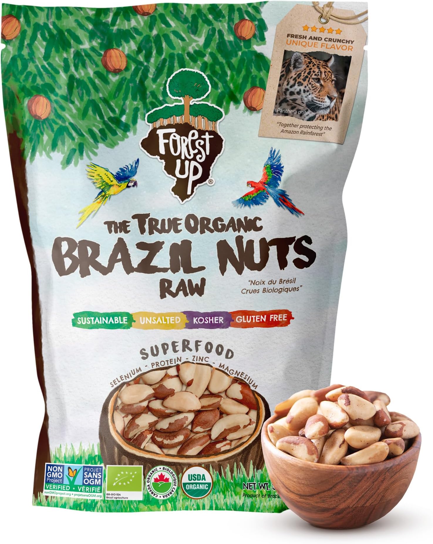 Snack The True Organic Brazil Nuts Medium Size 32 oz-2lbs – Raw and Unsalted – Kosher – Healthy-Rich in Vegetable Protein – Harvested in Amazon Rainforest – Fresh, Vegan and Gluten Free – Forest Up