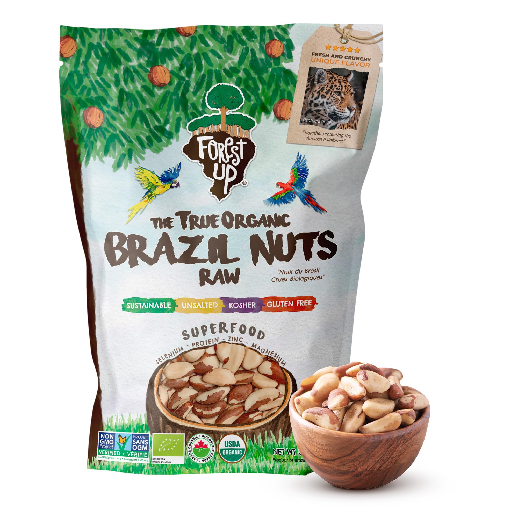 The True Organic Premium Brazil Nuts (32oz - 2lbs) Raw & Unsalted | Kosher | Non-Gmo | Certified Organic | Fresh | Vegan | Gluten Free | Keto and Paleo Friendly | Sustainably Harvested