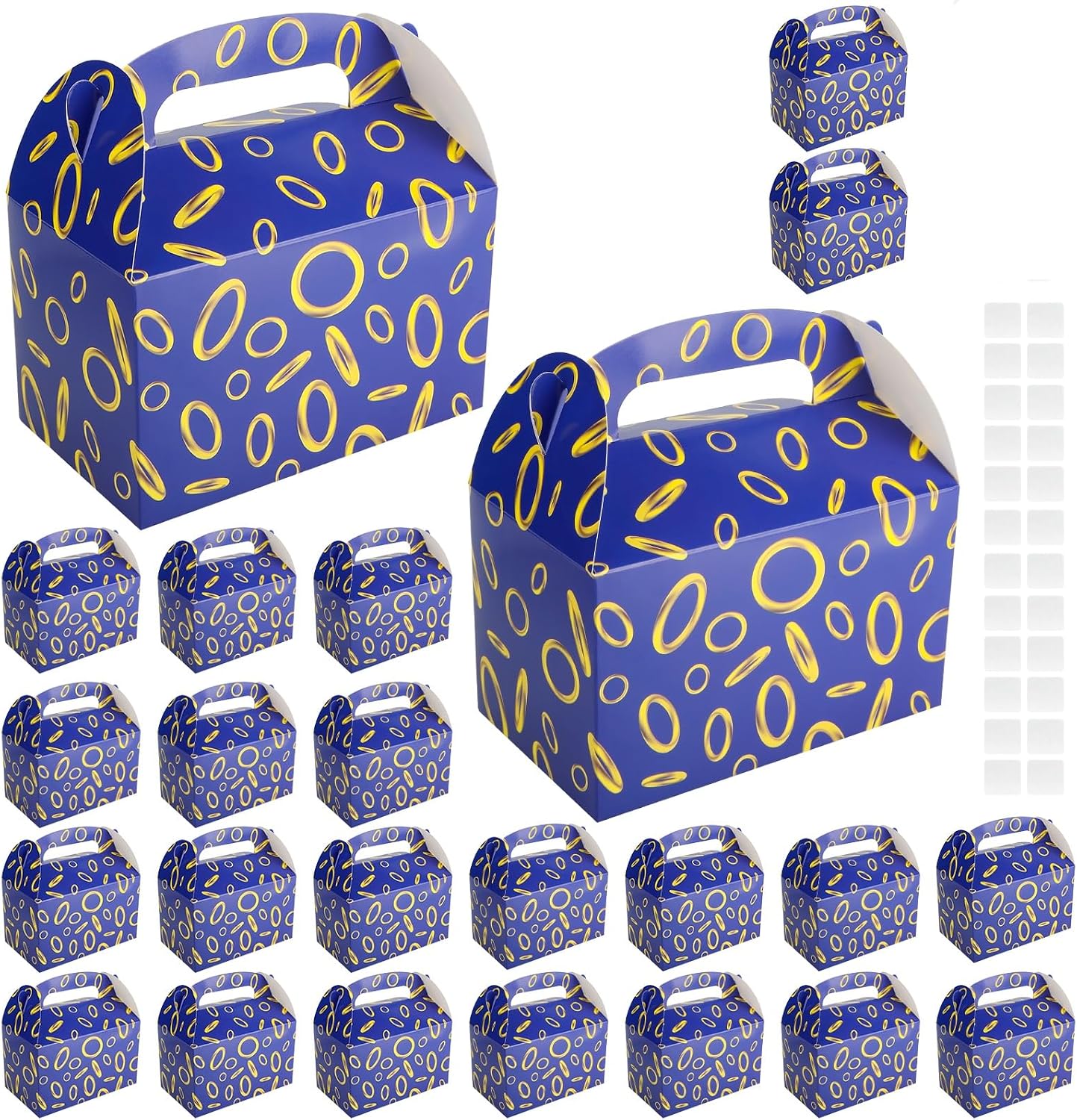 LPZNUYVC 24 Pack Blue Favor Treat Boxes, Paper Gift Boxes with Handles, Birthday Party Decorations Snack Graduation Wedding Favors