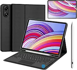 Capa com Teclado para Redmi Pad Pro 12.1 ou Poco Pad 12.1 com Mouse Touchpad e Compartimento para Caneta + Película Paperlike + Caneta Precision - FD Acessórios (Capa com Teclado + Película + Caneta)