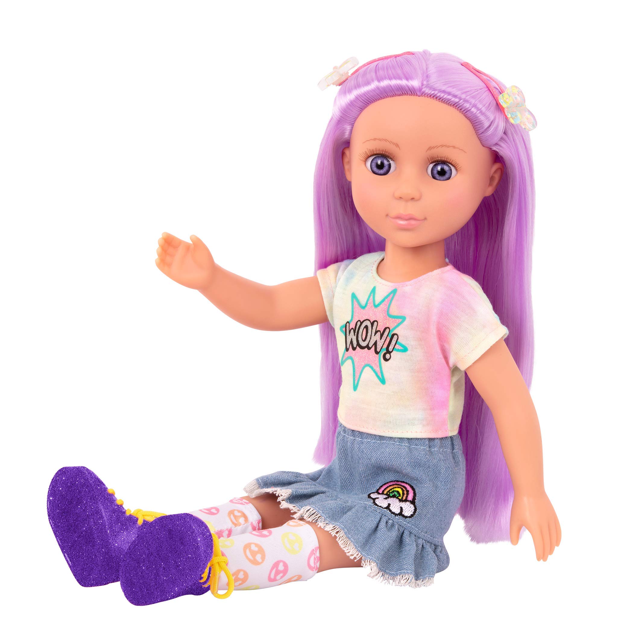 Glitter Girls – 14-Inch Fashion Doll - Blue Eyes & Blue Hair - Bow, Clips, and Colorful Outfit – 3+ Years – Luma