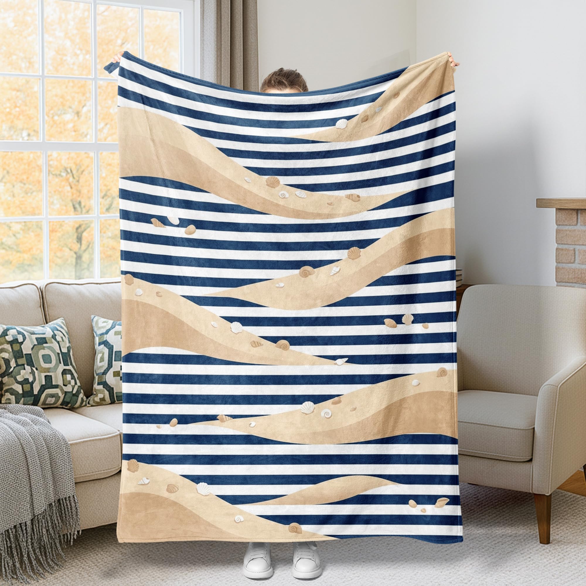 Plaid d'été en flanelle style marin pour vos soirées fraîcheur au salon