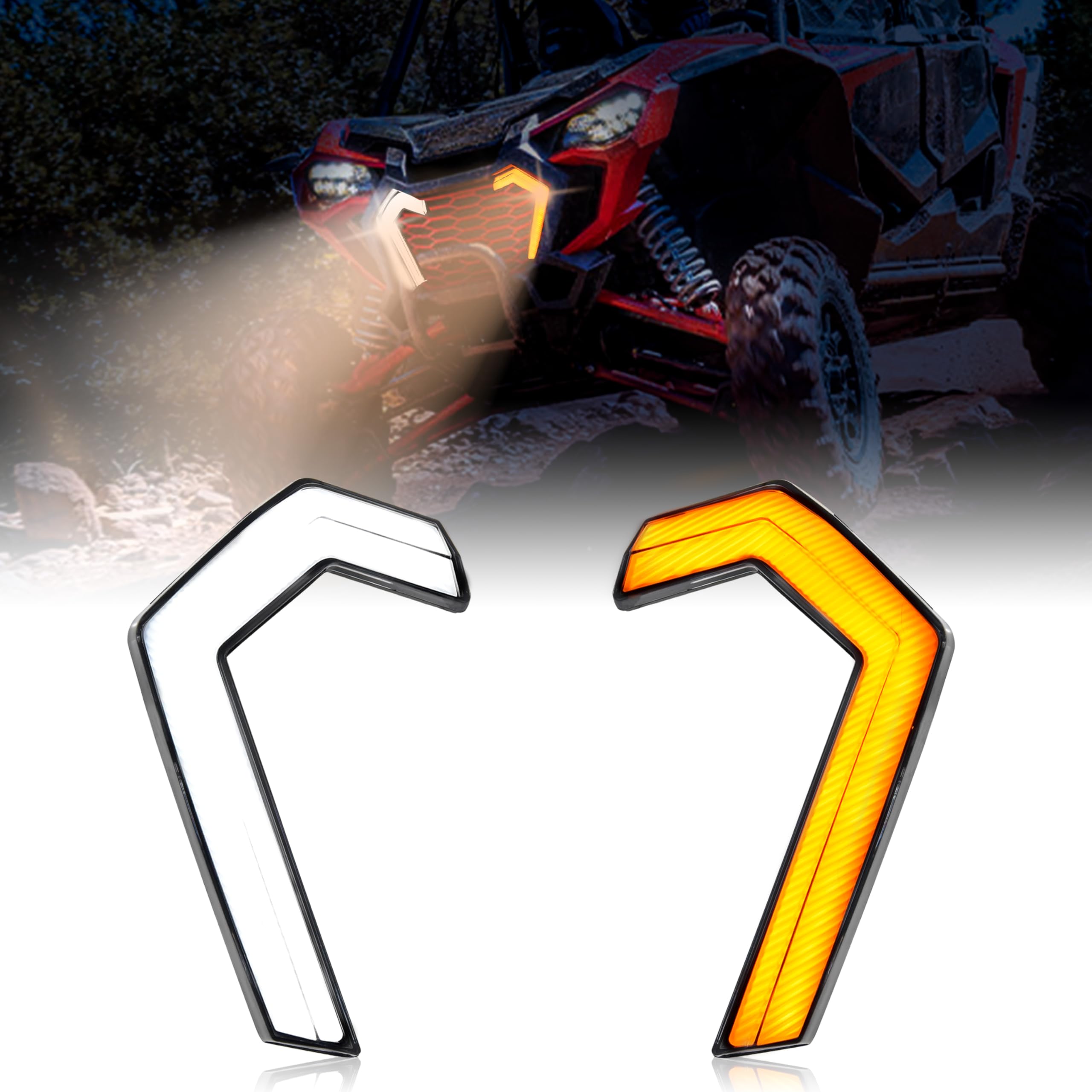 POKIAUTO LED Fang Lights for Honda Talon 1000, Front Grille Accent Lights Turn Signal Lights Grill Lamps for Honda Talon 1000R 1000X 1000X-4 2022 2023 2024 Accessories(2PCS)