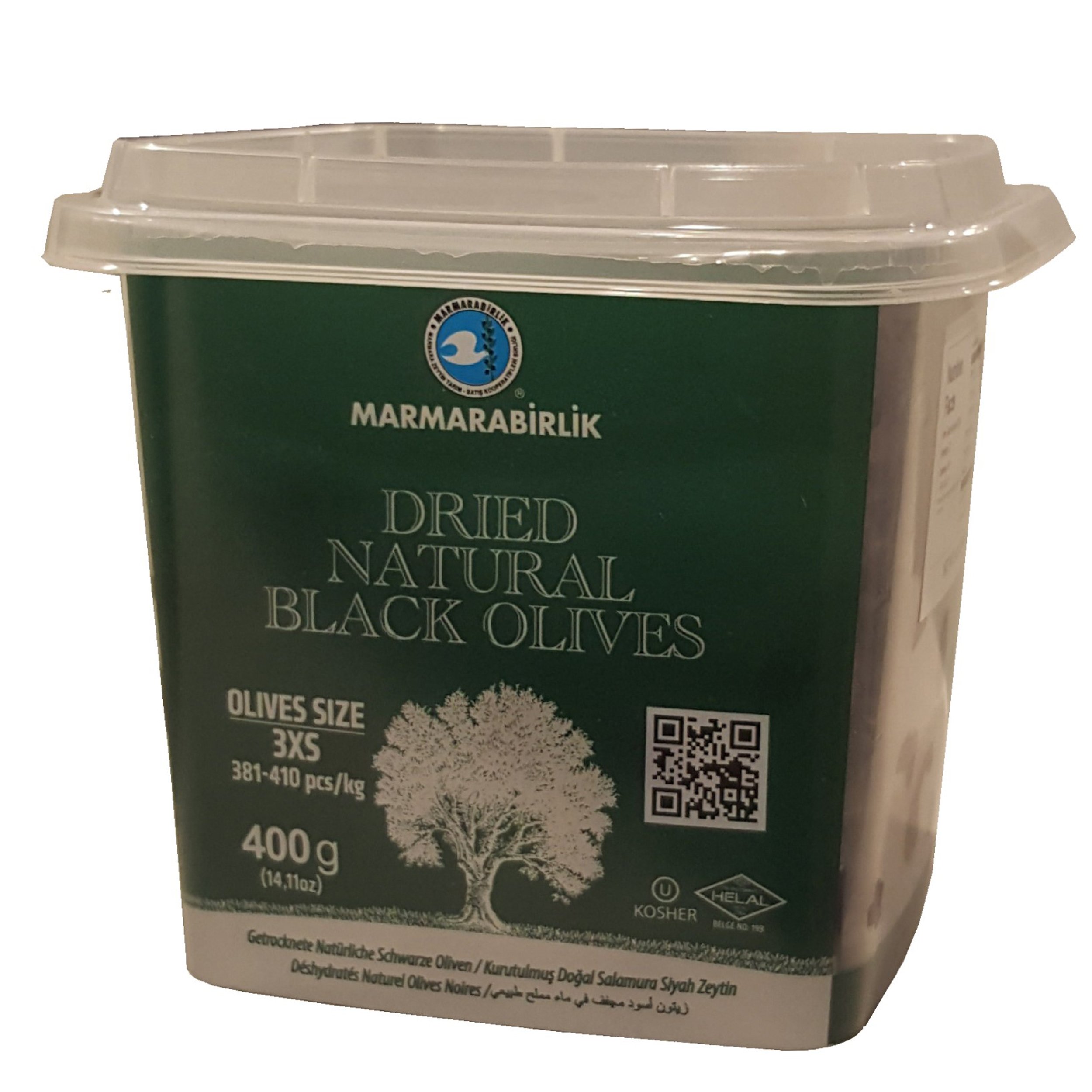 Marmarabirlik Dried Natural Black Olives 400g, pack of 2