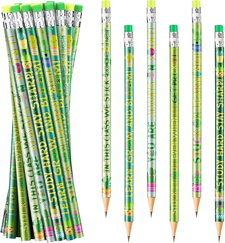 Blulu 36 lápices de cactus, suculentas, cactus, decoración de aula, bonitos y divertidos lápices inspiradores con borradores para la escuela, aula,