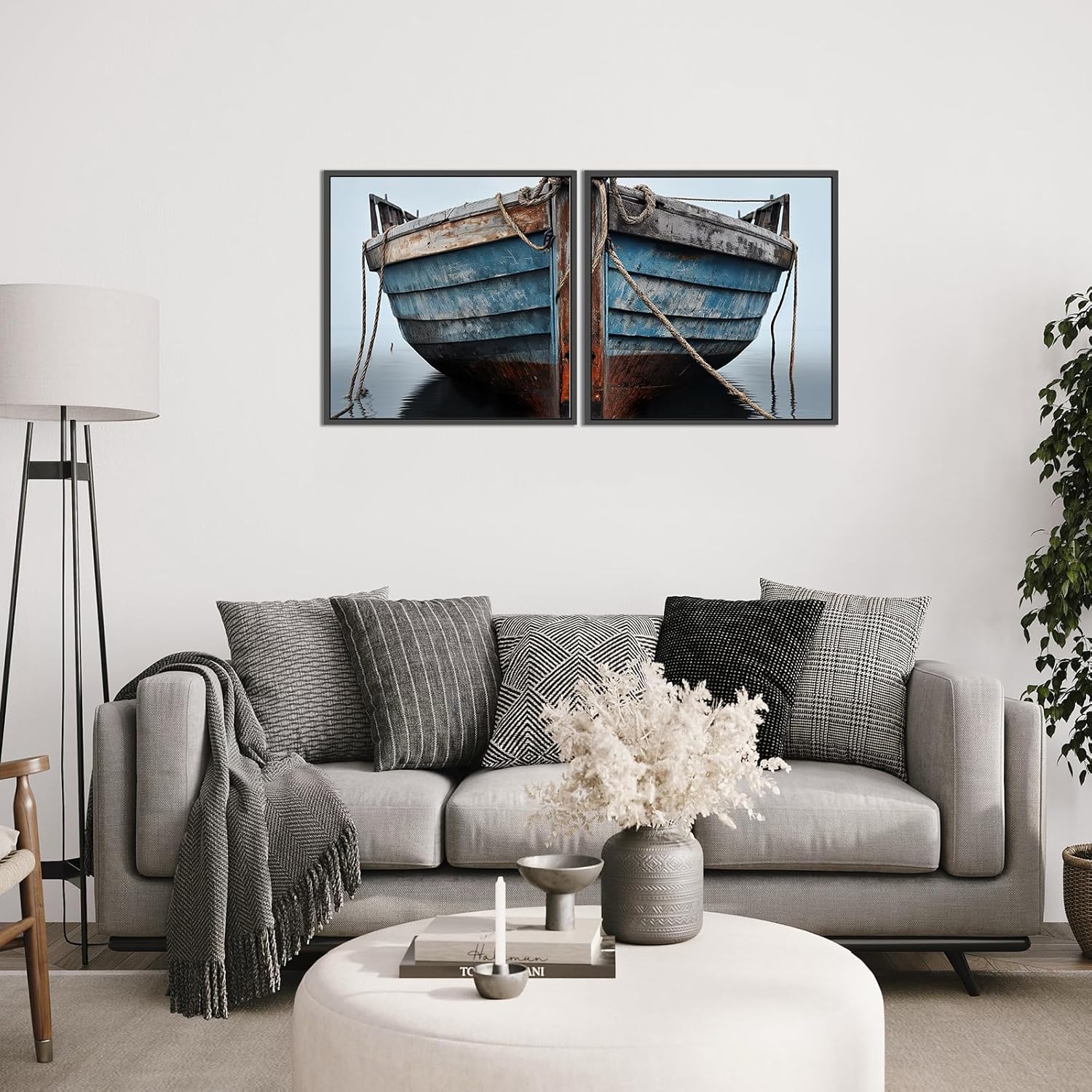 Nautical Boat Wall Art Decor, Rustic Boat Wall Art Abstract Ocean Artwork Coastal Picture, Contemporary Rustic Coastal Pictures Artwork for Farmhouse Living Room Bedroom Bathroom Decor Unframed - Image 6