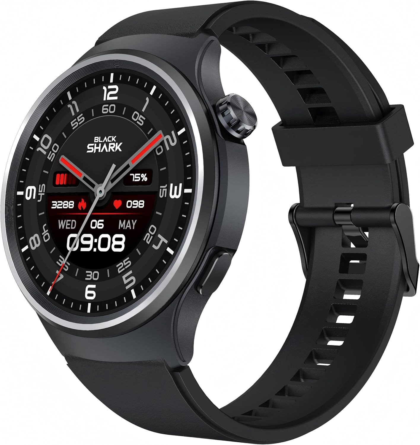 Black Shark A3 Smartwatch, front and side view, showing the round display and physical buttons.