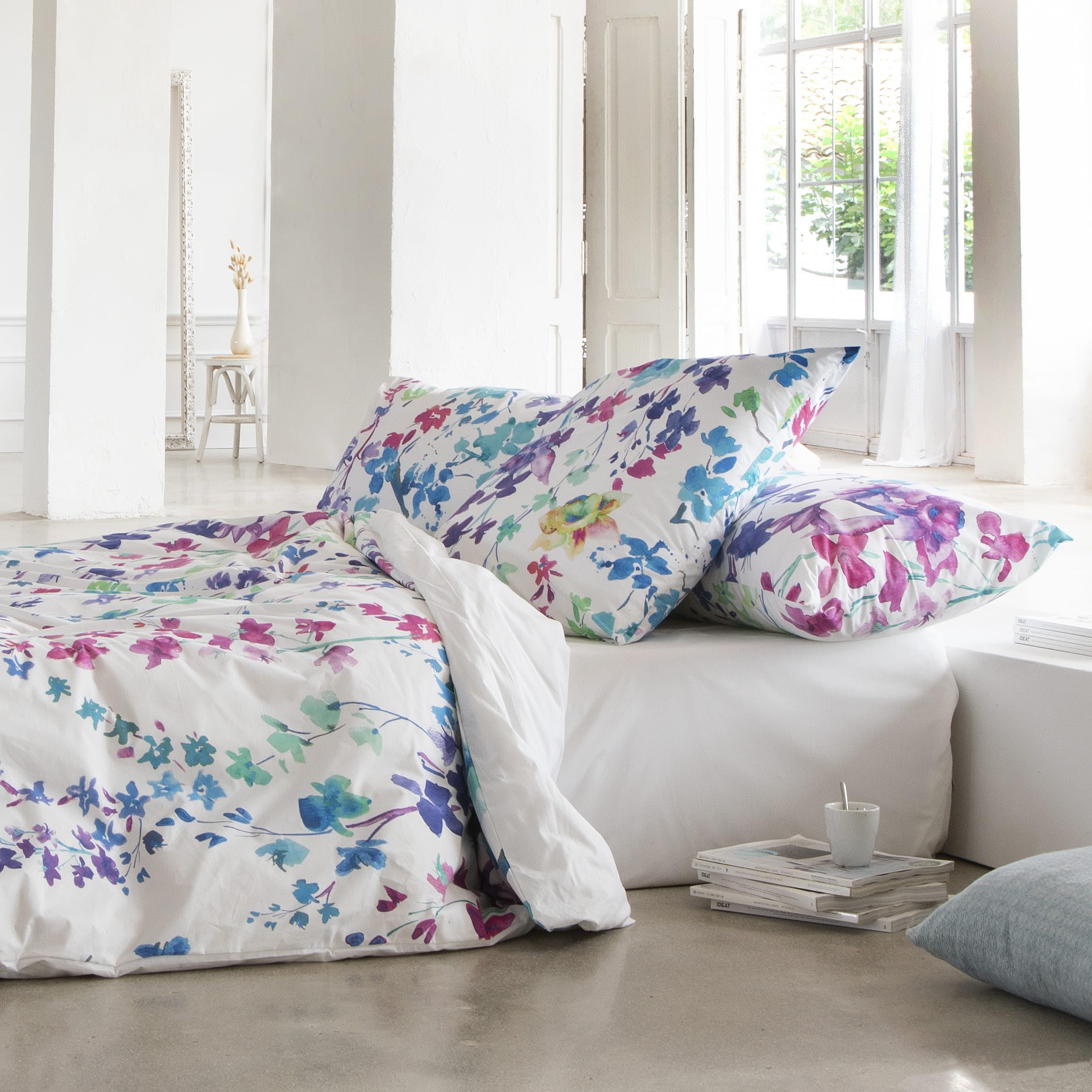 ETHERE MAISON Funda nórdica Haku Blue Cama 180 cm - 260x240 cm, algodón 200 Hilos. Cierre con Corchetes.