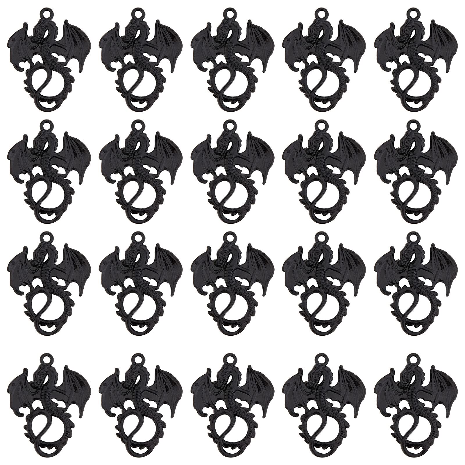 Breloques animaux dragon noir pour offrir un bijou symbole de courage DIY