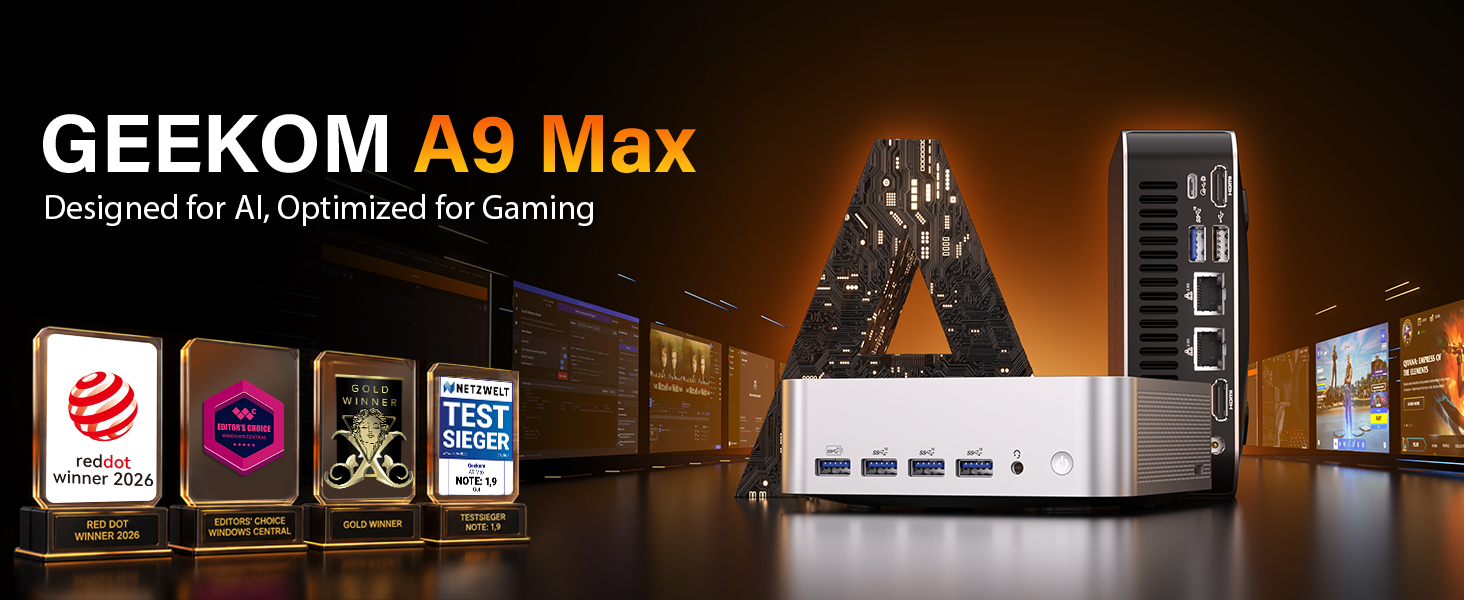 Amazon.com: GEEKOM A9 Max Top AI Mini PC,AMD Ryzen AI9 HX470(86