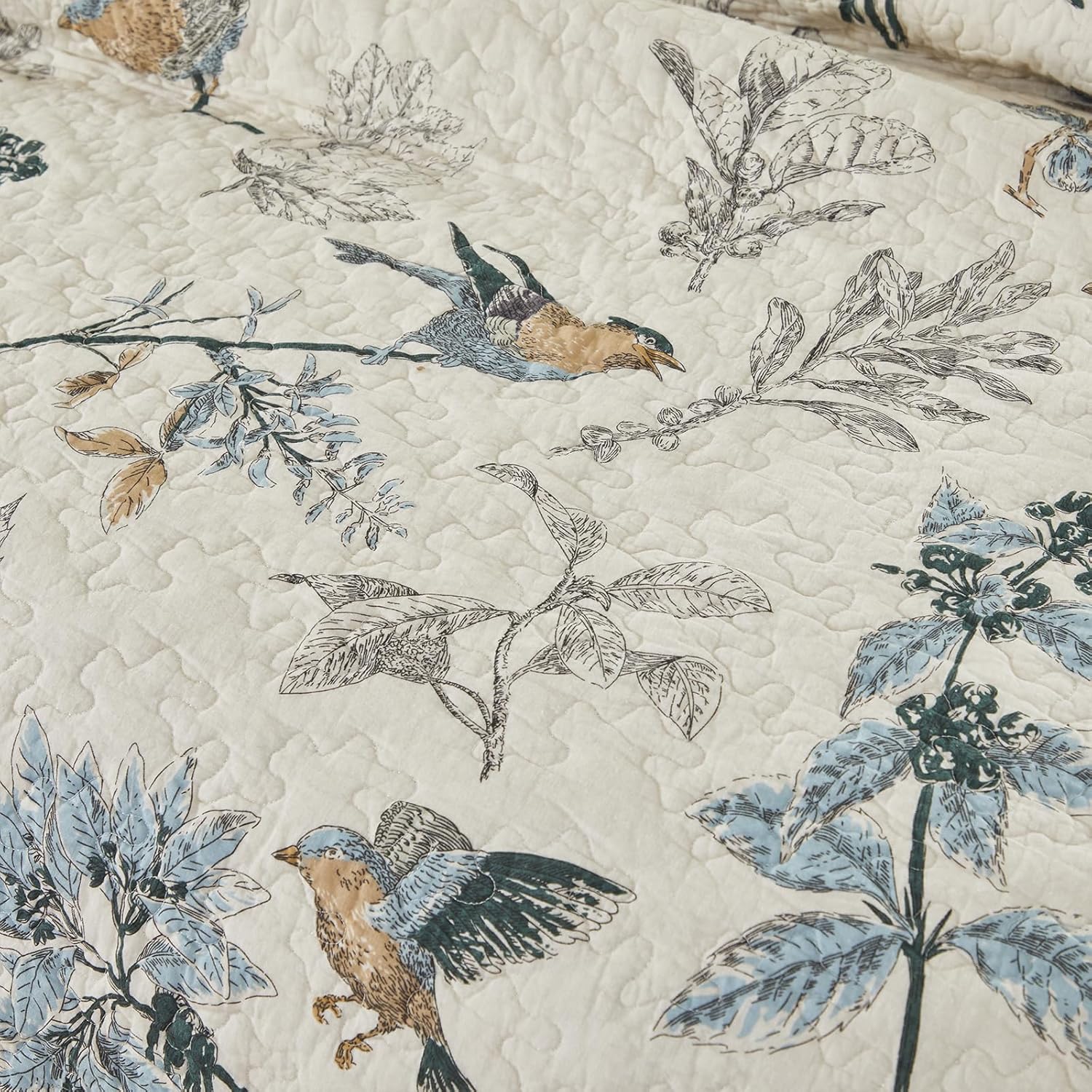 Brandream Bird Bedding King American Country Style Comforter Set King Size 100% Cotton Quilt Set Reversible - Image 5